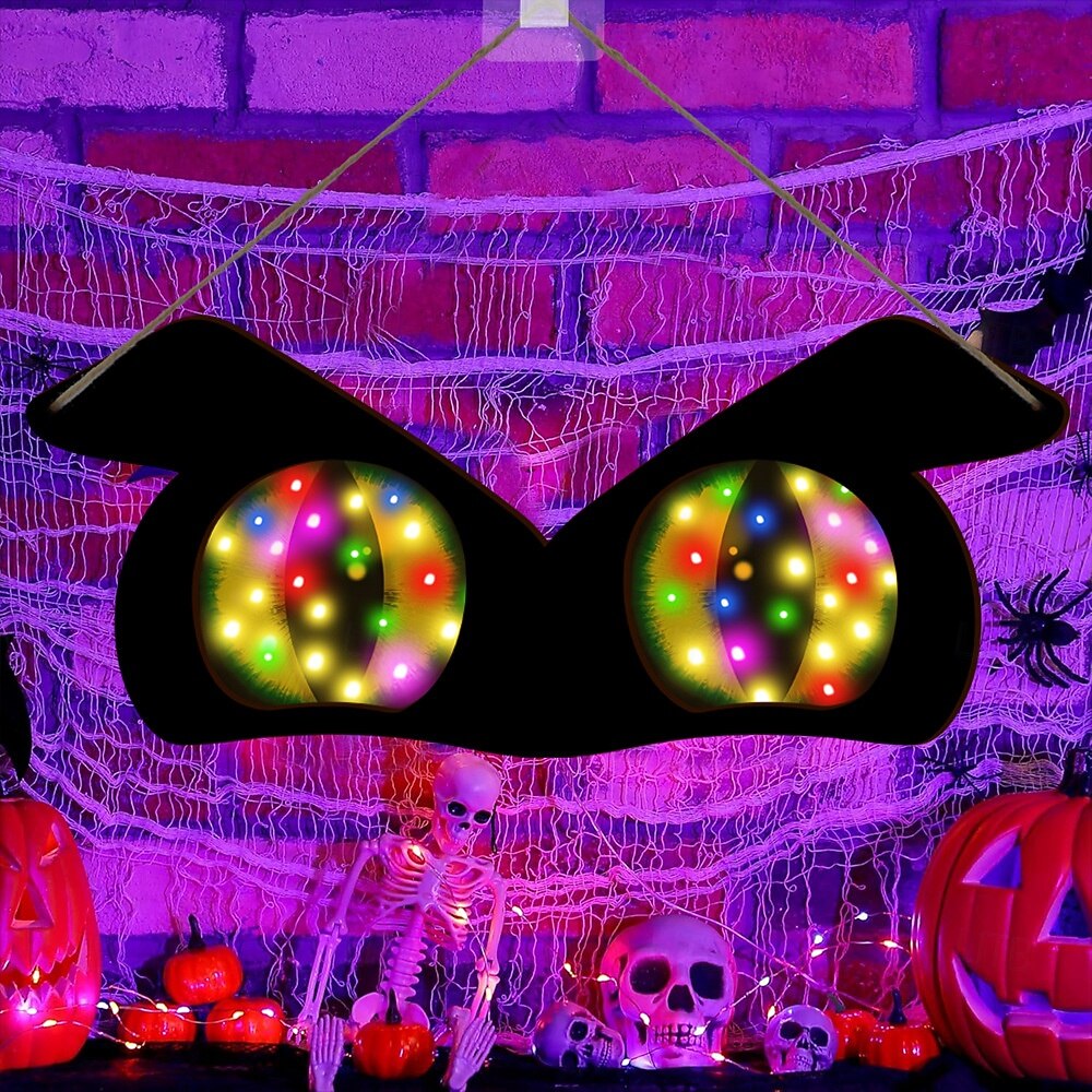 Halloween Decorations Spooky Eyes Lights 21 Inch Large Wooden Halloween Window Eye Lights with 8 Color Modes and USB/Battery Operated for Home Wall Window Trees Halloween Decor 2025 - $29.99 –P5