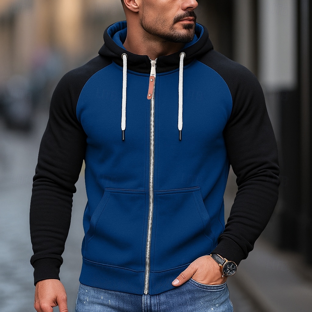 Per uomo Felpa con cappuccio Felpa con cappuccio a zip intera Felpa con cappuccio in pile Felpa con cappuccio foderata in pile Nero Borgogna Blu Grigio chiaro Grigio scuro Con Cappuccio Semplice del 2025 a $18.99 –P1