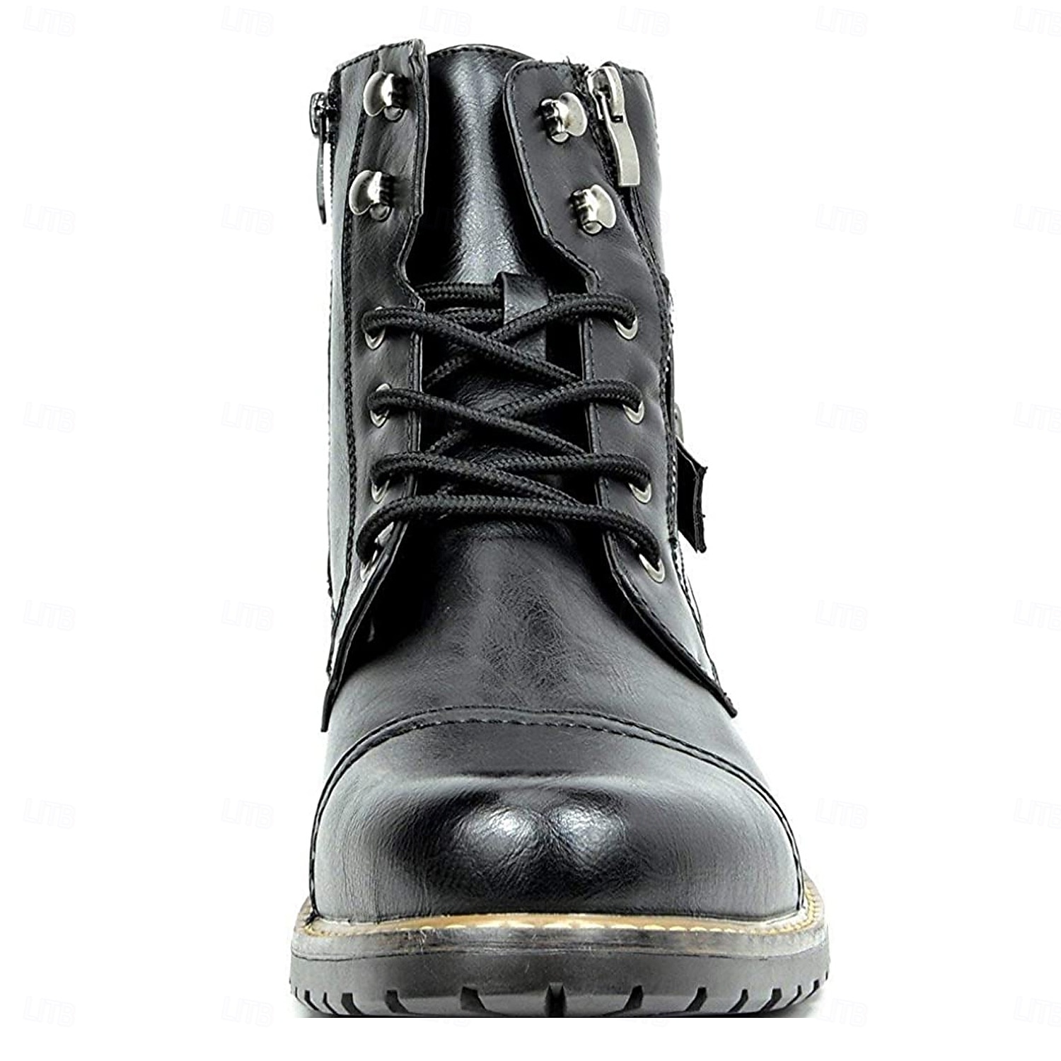 botas de combate masculinas com zíper lateral e fivela - botas de cano curto com cadarço de moda casual para roupas urbanas e do dia a dia de 2025 por $59.99 –P6