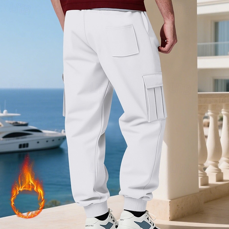 Homens Calças Esportivas Calças de lã Corredor Calças de inverno Calça de moletom cargo Com Cordão Bolsos Cintura elástica Tecido Conforto Quente Esportes Diário Moda Casual Preto Branco de 2025 por $18.99 –P12