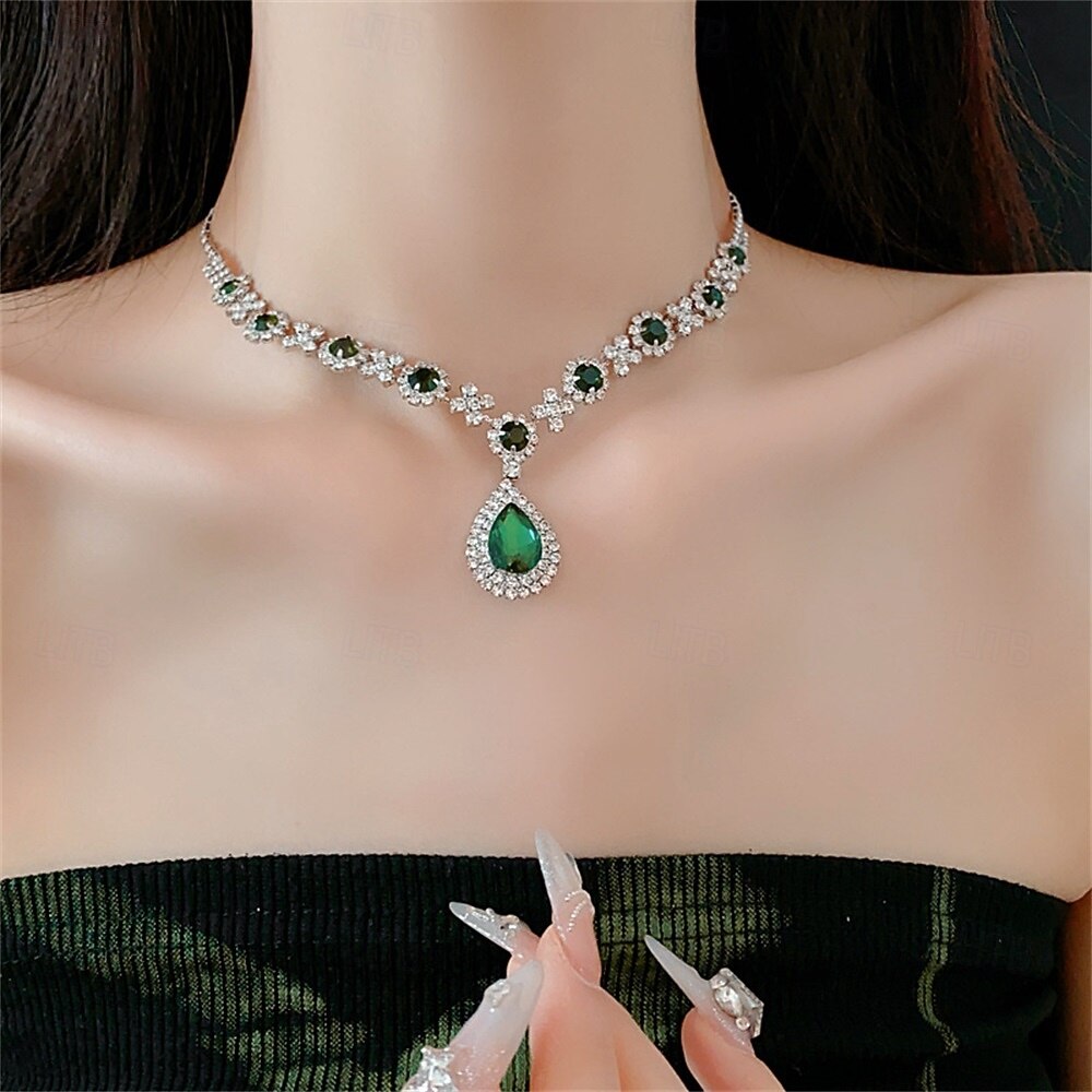 Набор украшений 2 Черный Цирконий Хром Серьги Ожерелья Жен. Элегантный стиль Винтаж Мода Старинный Классический Комплект ювелирных изделий Назначение Свадьба Для вечеринок День Святого Валентина 2026 - $14.99 –P14