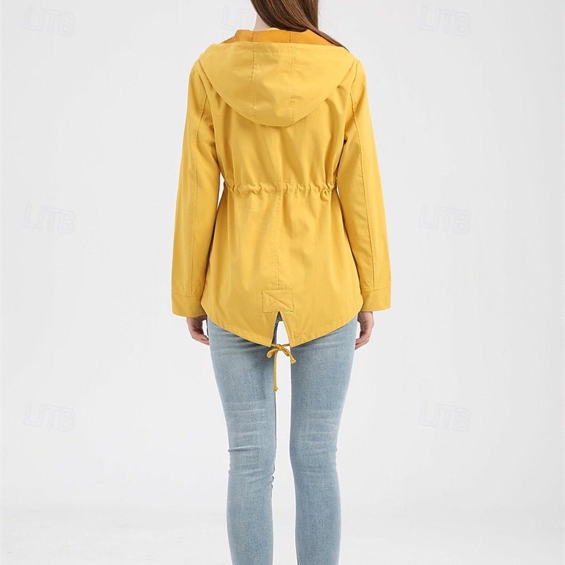 Mulheres Jaqueta casual Jaquetas de chuva impermeáveis Capas de chuva Prova-de-Água A Prova de Vento Zíper Bolsos Moda Ao ar livre Tecido Para Noite Final de semana Zíper Padrão Com Capuz Normal de 2025 por $32.99 –P2