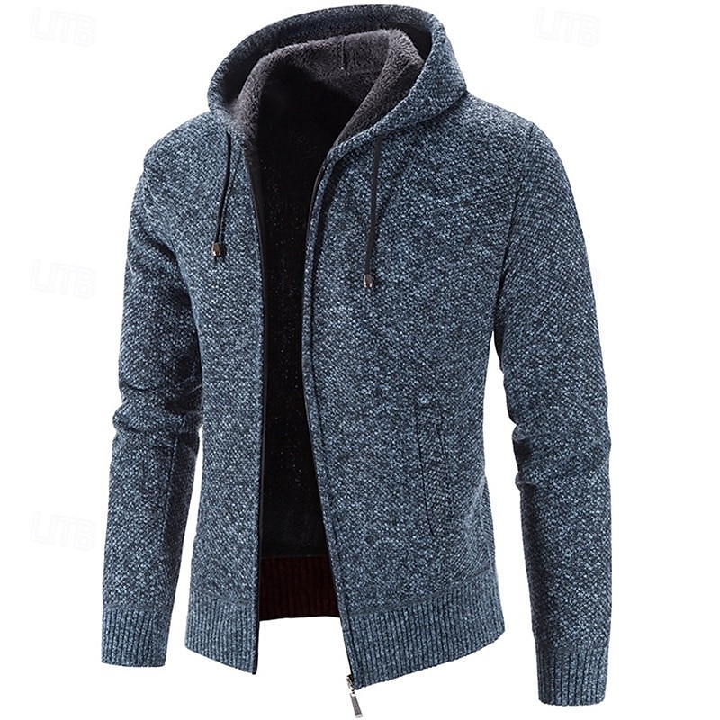 Herren Pullover Kleid Pullover Strickjacke Reißverschluss-Pullover Strickpullover Gerippt Stricken Normale Oberteile Gestrickt Gerippt Einfach Mit Kapuze Mode Schals Geschäft Lässig Bekleidung Herbst 2025 - $25.99 –P2