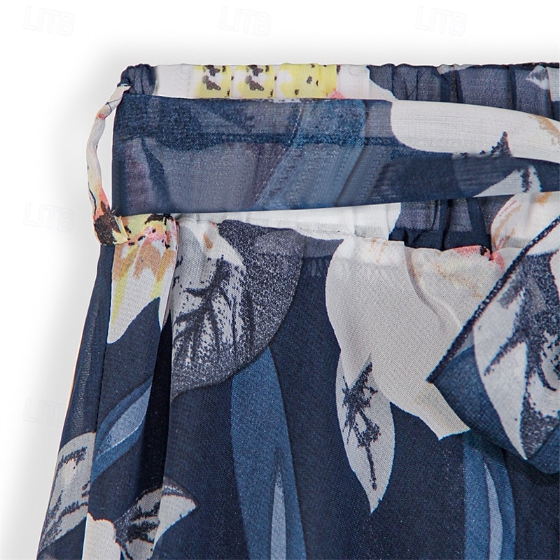 Pentru femei Fustă Leagăn Modă Casual Maxi Talie Medie Fuste Floral Imprimeu Micro-elastic Vacanță Stradă Negru Roz Îmbujorat Albastru Primăvară Șifon Poliester 2025 - $22.99 –P9