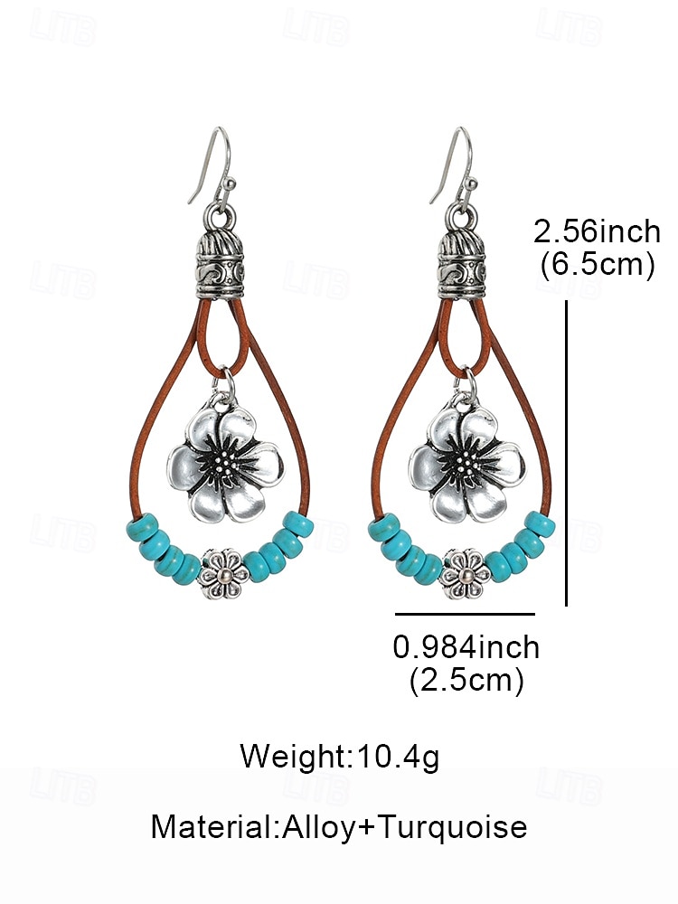 Women's Boho Floral Drop Earrings – Turquoise Beaded Western Style Dangle Earrings for Summer Festivals, Parties and Everyday Outfits 2026 - $8.99 –P8