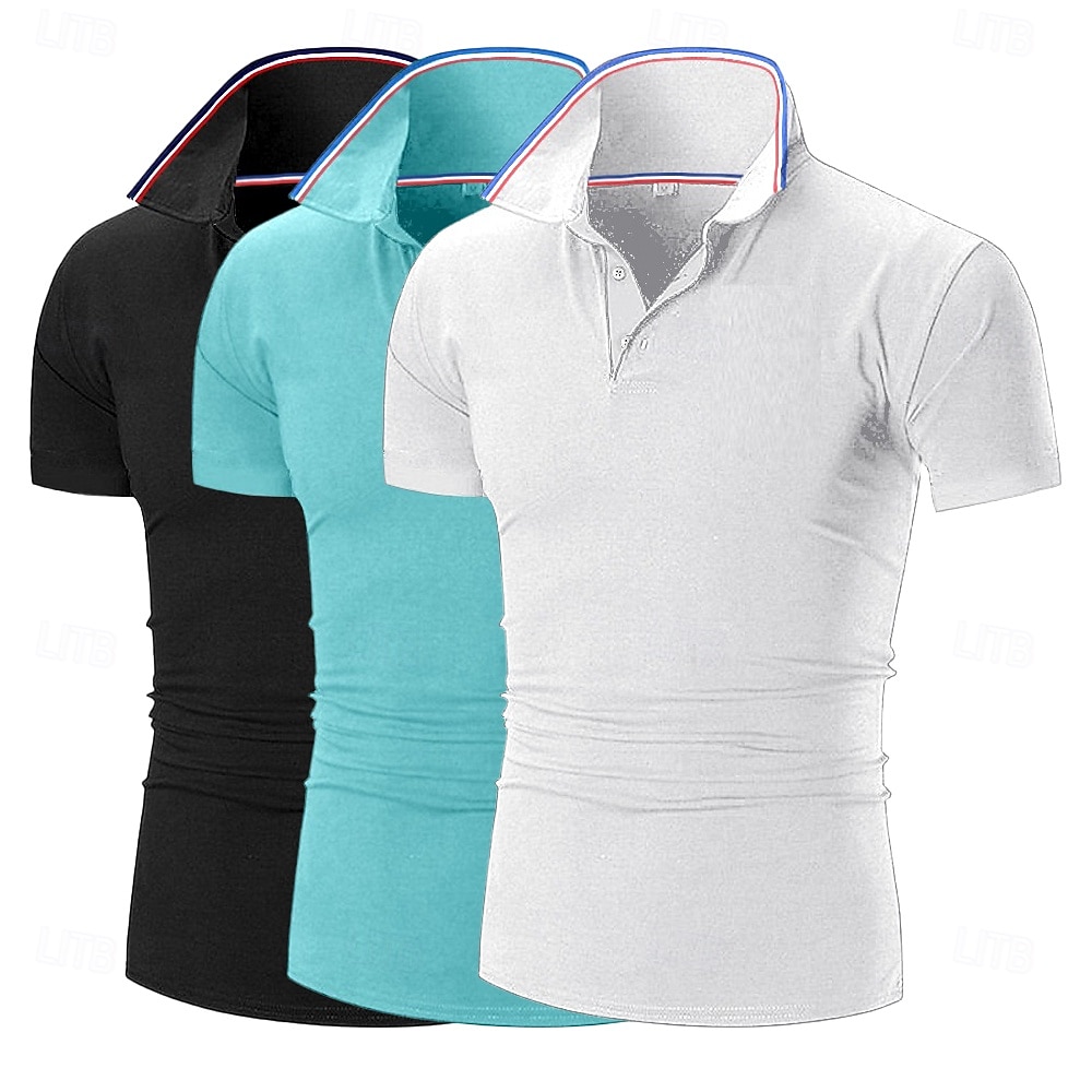 Ανδρικά Πουκάμισο γκολφ Πουκάμισα Pique Polo Επιχείρηση Causal Ριμπ γιακά πόλο Κοντομάνικο Μοντέρνα Βασικό Συμπαγές Χρώμα Σκέτο 3 τεμάχια Κουμπιά Καλοκαίρι Άνοιξη & Χειμώνας Όλες οι εποχές 2026 - $33.99 –P7