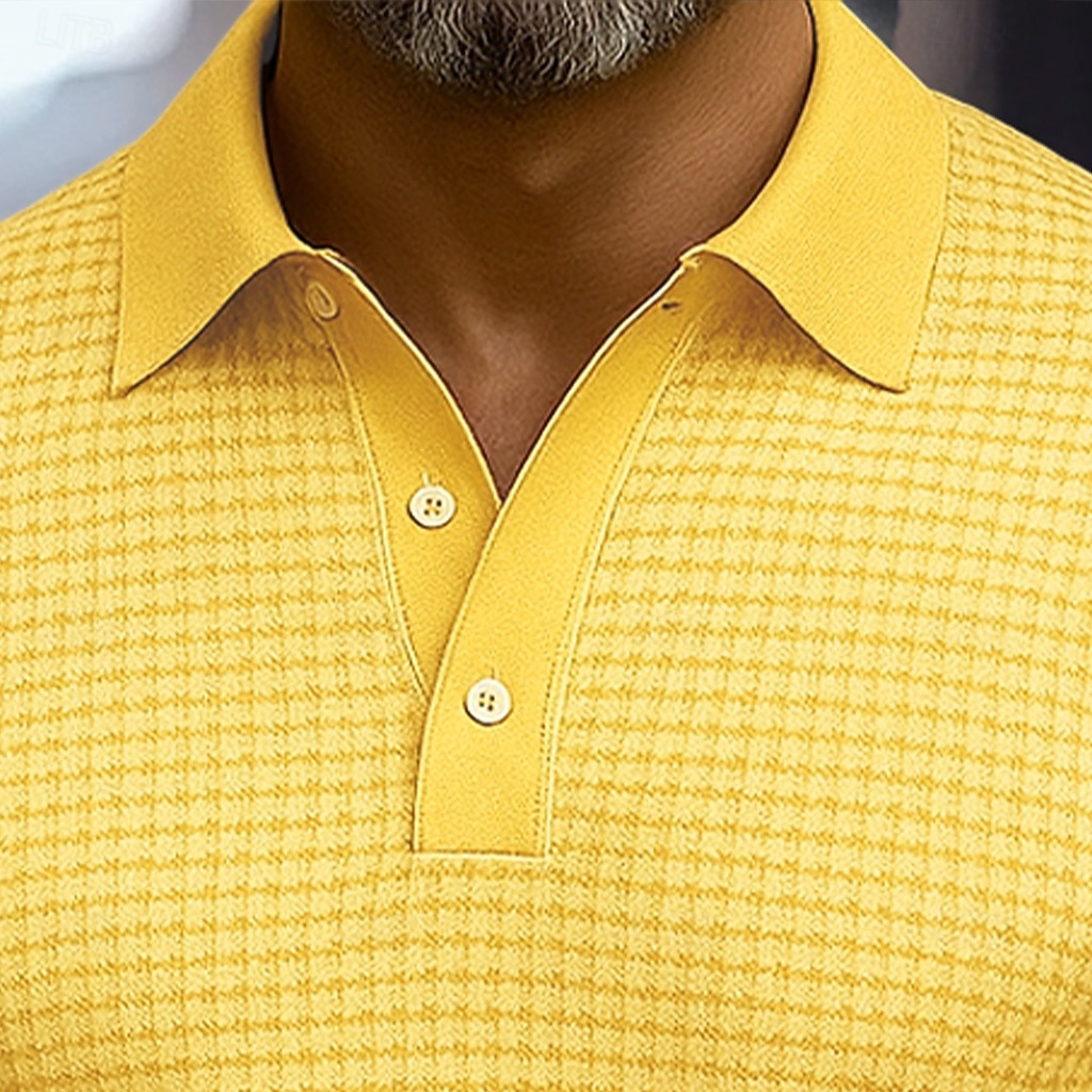 Per uomo Magliette Polo a Nido d'Ape Testurizzato Casuale Streetwear Bavero Manica Lunga Essenziale Moderno Semplice Testurizzato Bottoni Primavera Autunno Tutte le stagioni Vestibilità regolare Nero del 2026 a $18.99 –P2