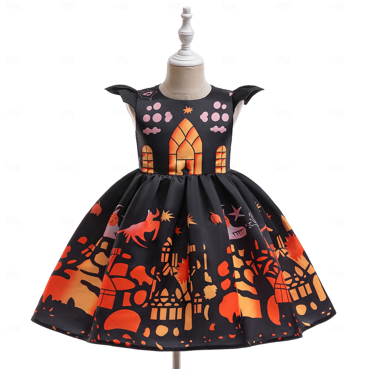 Kinder Mädchen Partykleid Grafik Ärmellos Besonderer Anlass Prinzessin Polyester Partykleid Sommer Frühling 3-10 Jahre Orange 2025 - $33.99 –P3