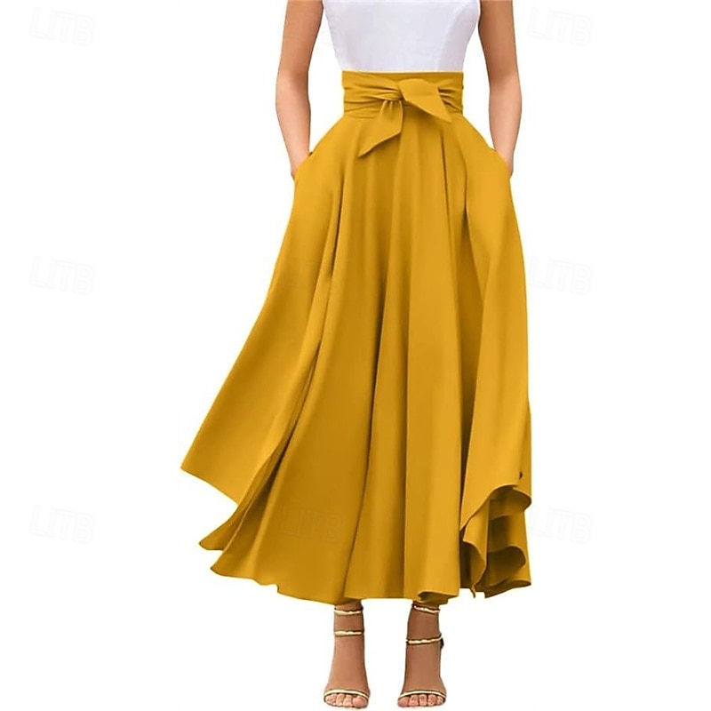 Pentru femei Fustă Leagăn Modă Casual Maxi Talie Înaltă Fuste Tiv neregulat Micro-elastic Casul / Zilnic Sfârșit de săptămână Negru Alb Roșu-aprins Portocaliu Vară Poliester 2025 - $22.99 –P6