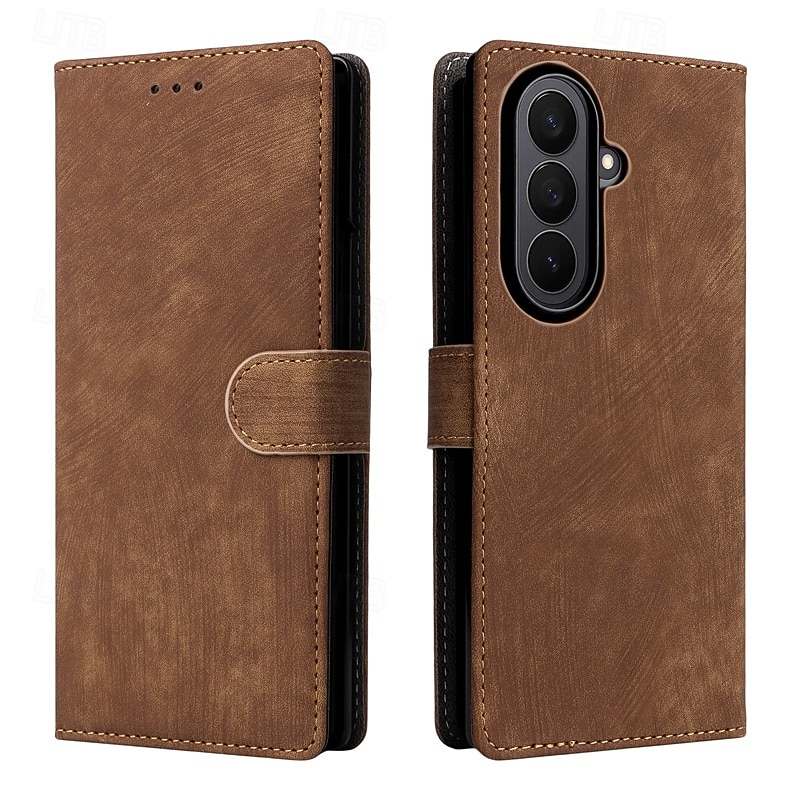 Phone Case For Samsung Galaxy Z Fold 7 Z Fold 6 Z Fold 5 Z Fold 4 Back Cover with Lanyard Kickstand Card Slot Retro TPU PU Leather 2025 - $11.99 –P2