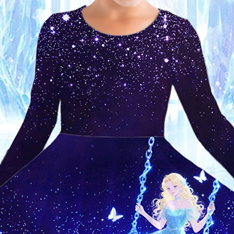 Mädchen' 3D Cartoon Kleid Langarm Sommer Frühling Urlaub Täglich Ferien Prinzessin Schön Süß Kinder 4-12 Jahre Freizeitkleid A Linie Kleid Knielang Normale Passform 2025 - $16.99 –P5