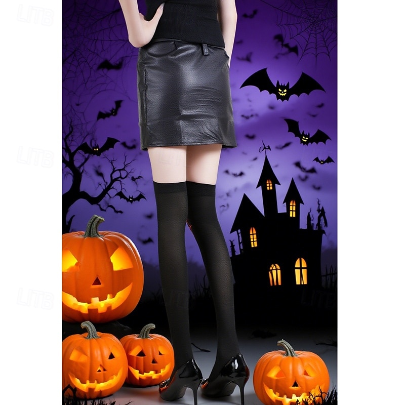 Halloween-trykte spindelvevstrømpebukser, scene- og festsokker over kneet, lange gotiske strømper til kostyme og festivaltilbehør 2025 - $7.99 –P6