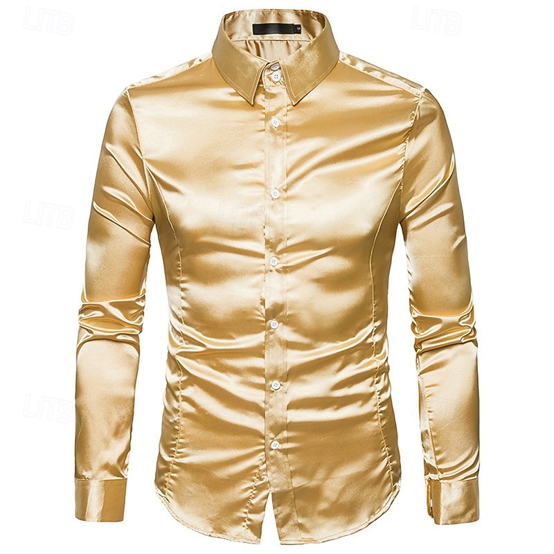 Per uomo Camicia Come la seta Camicia in raso Camicia elegante Camicia casual Camicia con Bottoni Semplice Formale Affari Nero Bianco Giallo Rosa Manica Lunga Bavero Primavera & Autunno Tutte le del 2025 a $21.99 –P9