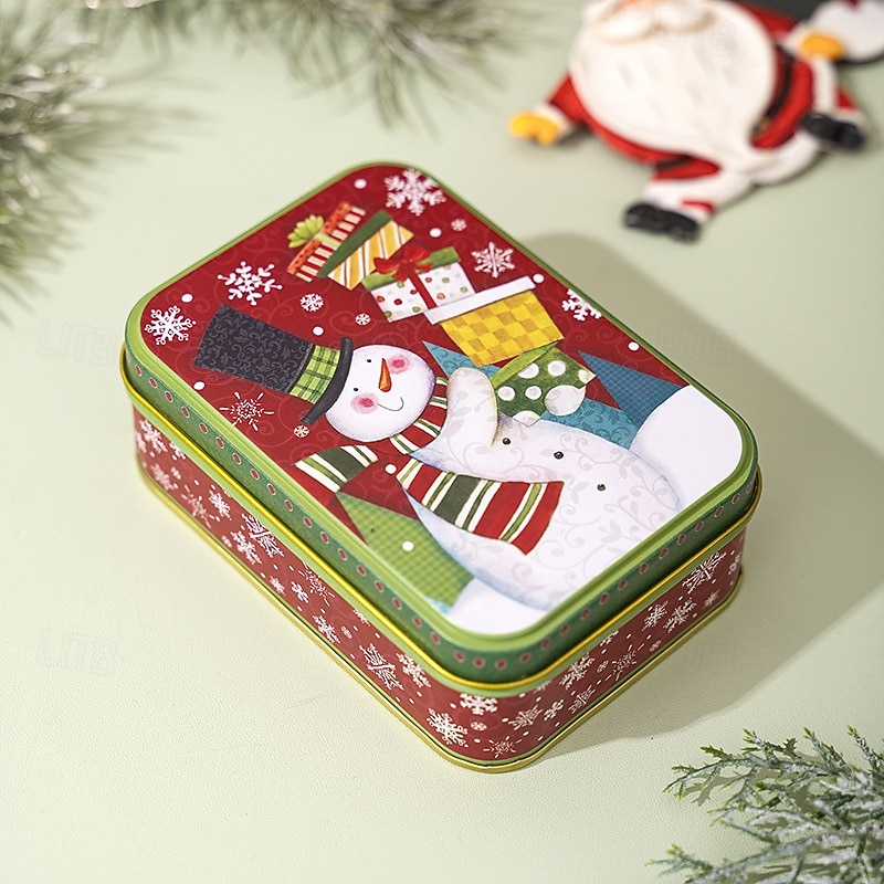 Kerstkoekjesblikken met deksels om cadeau te geven, kerstblikken, mini metalen doos met deksel, vakantie snoep, koekjesopslag, geschenkverpakking, feestelijke feestgunst, lege container 2025 - $5.99 –P8