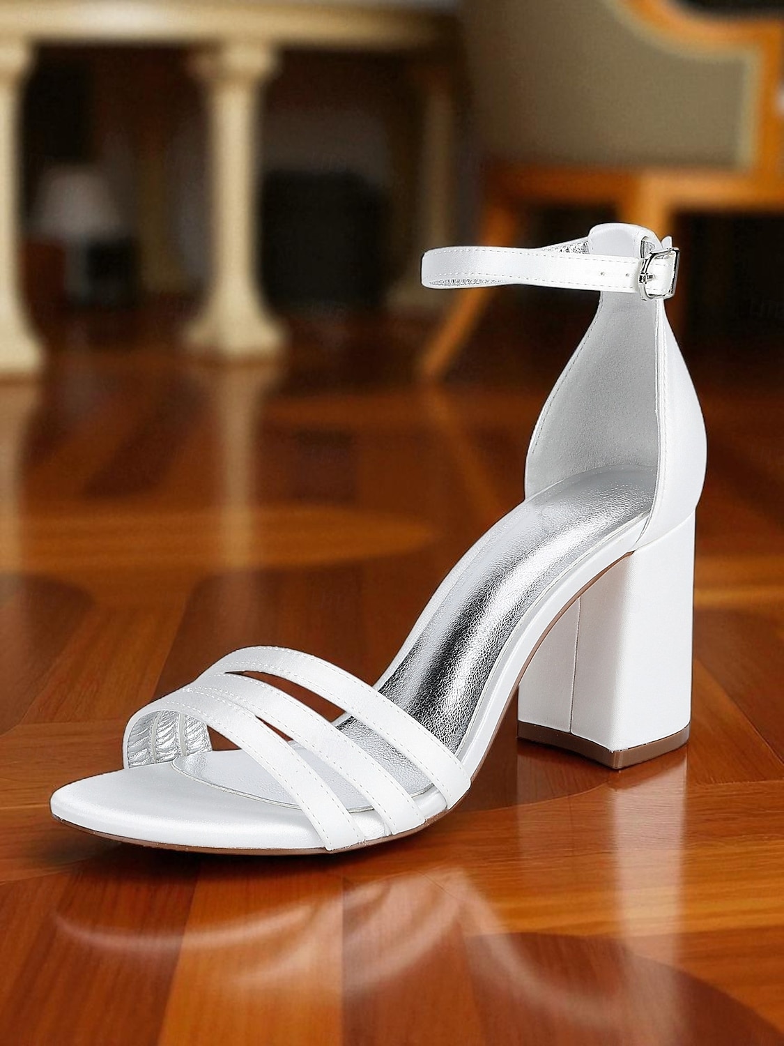 sandálias femininas de salto bloco de cetim roxo com tira no tornozelo - sapatos sociais elegantes e abertos para coquetéis e ocasiões formais de 2025 por $54.99 –P7