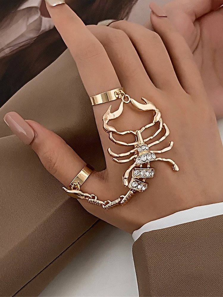 Halloween-armband met schorpioenvormige strasssteentjes voor dames, stoere punkstijl, perfect voor feestoutfits en gewaagde kostuums 2025 - $9.99 –P6