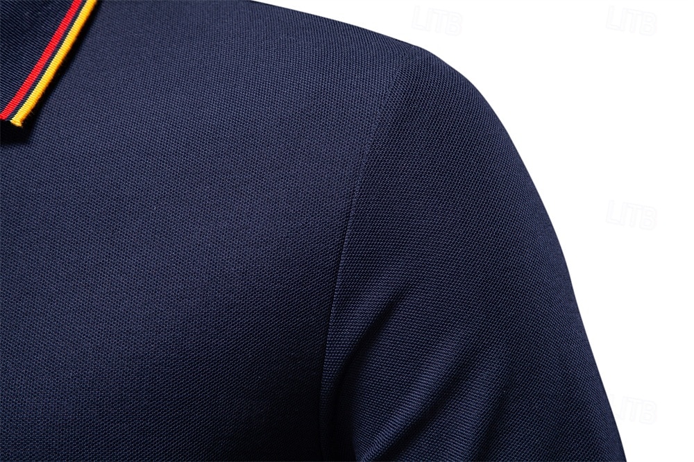 Hombre Polo Trabajo Negocio Cuello Vuelto Manga Larga Ocio Cómodo Plano Bloque de Color Puro Todas las Temporadas Ajuste regular Rojo rubí Negro Blanco Azul Marino Oscuro Gris claro Verde Ejército 2026 - $22.99 –P42