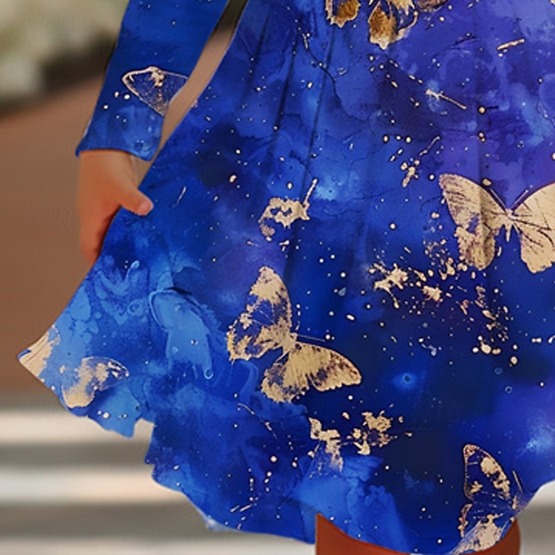Tyttöjen 3D Perhonen Mekko Pitkähihainen Kesä Kevät Loma Päivittäin Pyhäpäivä Prinsessa Kaunis Makea Lapset 4-12 vuotta Rento mekko A linjainen mekko Polvipituinen Normaali 2025 - $16.99 –P3