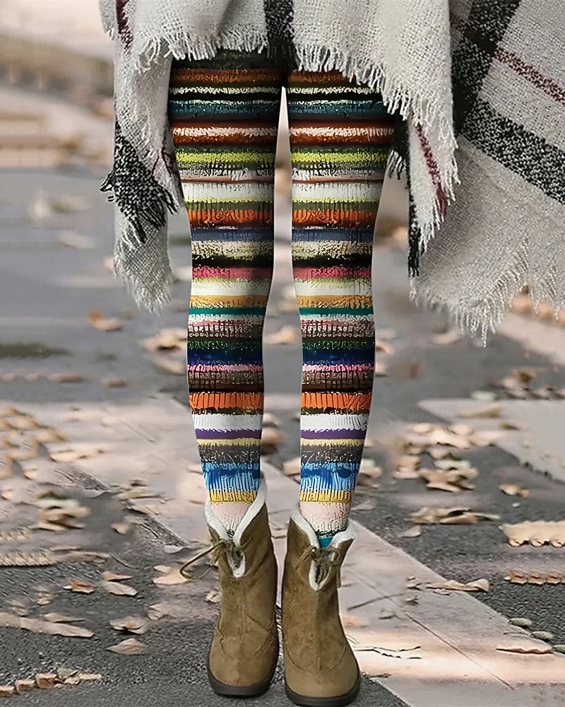 Mulheres Calças Leggings Leggings aconchegantes Roupa de rua Casual Comprimento total Cintura Alta Listrado Cintura elástica Imprimir Respirabilidade Confortável Com Stretch Férias Rua Roupa Diária de 2026 por $20.99 –P2