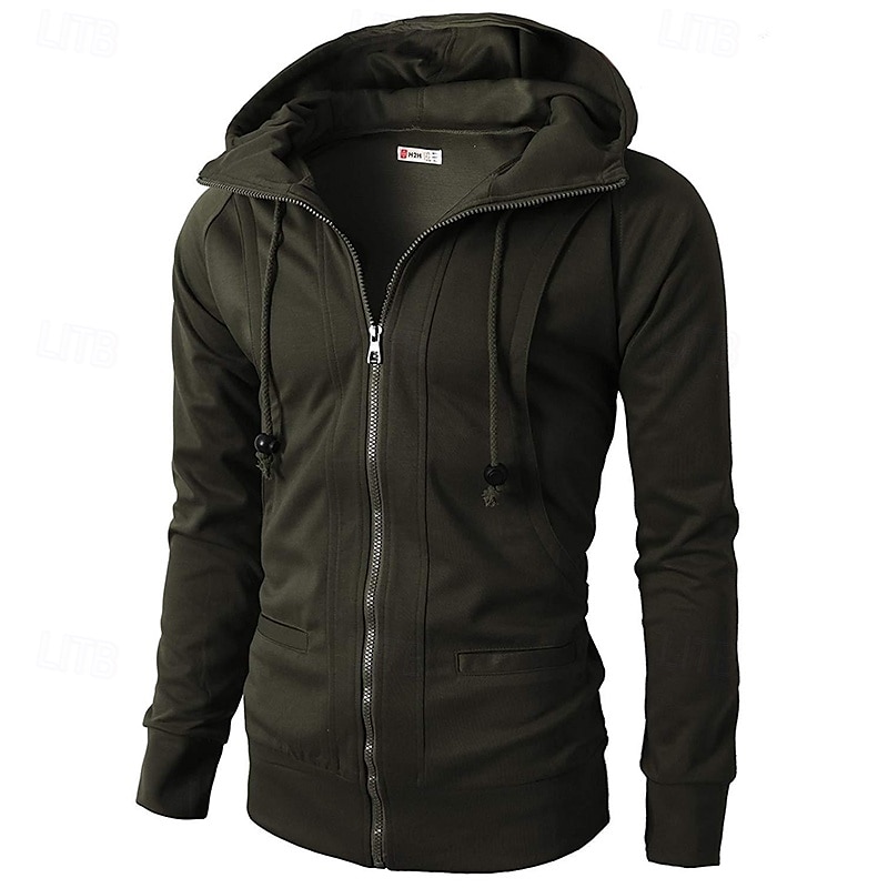 Hombre Sudadera Sudadera con capucha y cremallera completa Sudadera con capucha de lana Rojo tinto Negro Verde Ejército Azul Marino Caqui Con Capucha Plano Retazos Deporte Casual Diario Ropa de calle 2025 - $23.99 –P3