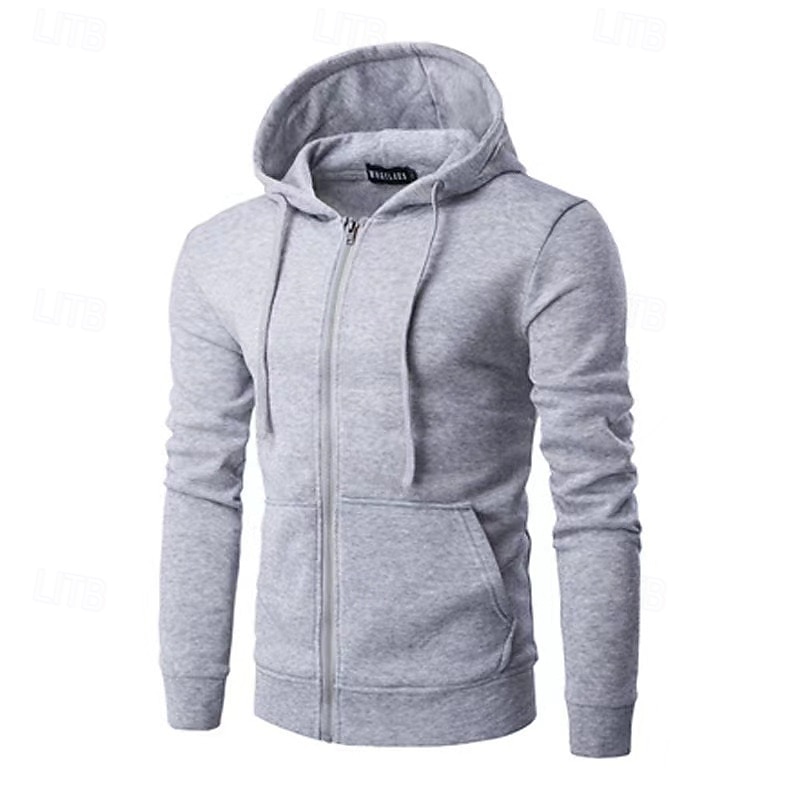 Men's Hoodie Full Zip Hoodie Light Grey Hooded Plain Zipper Pocket Casual Daily Sports & Outdoor Streetwear Cool Sportswear Spring &  Fall Clothing Apparel Hoodies Sweatshirts  Long Sleeve Loose Fit 2026 - $19.99 –P2