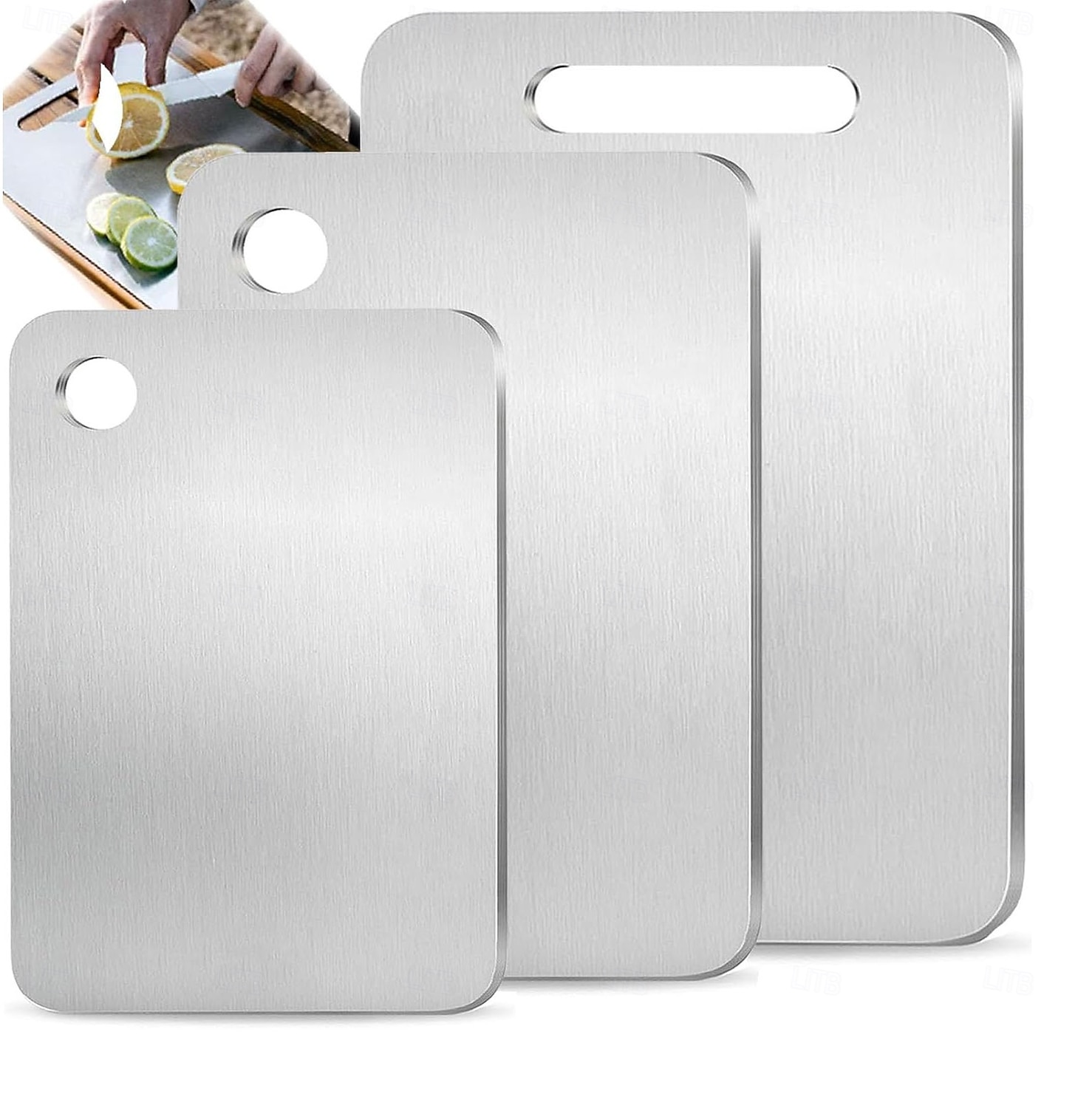 Premium Titanium Alloy Cutting Boards Double-Sided Food-Grade Titanium Cutting Boards for Kitchen Dishwasher Safe Camping Charcuterie Cutting Board Mat for Fruit, Meat & Outdoor BBQ Party 2025 - $9.99 –P19