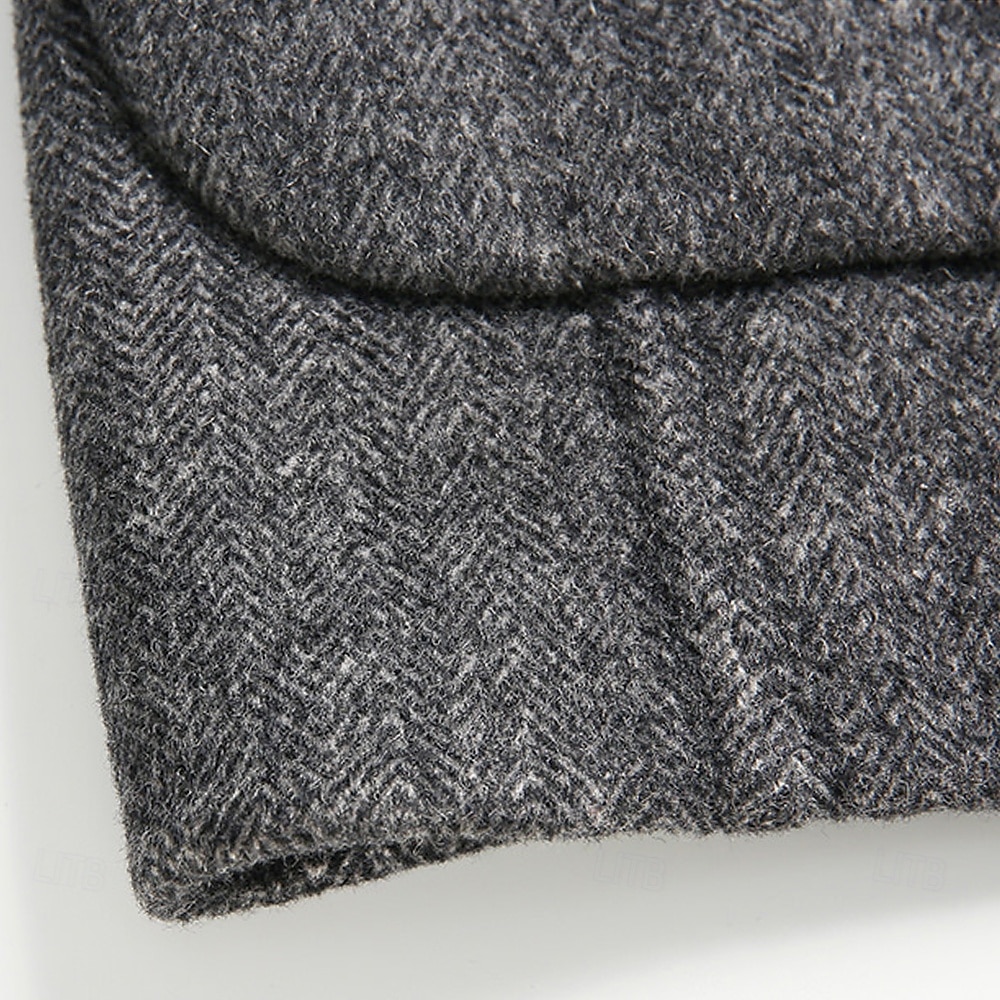 herr ullblandad kavaj jacka skola formell semester elegant klassisk vår höst ull polyester enfärgad fiskbensmönster termisk varm enkelknäppt tvåknapps kavaj kaffe grå 2025 - $88.99 –P11