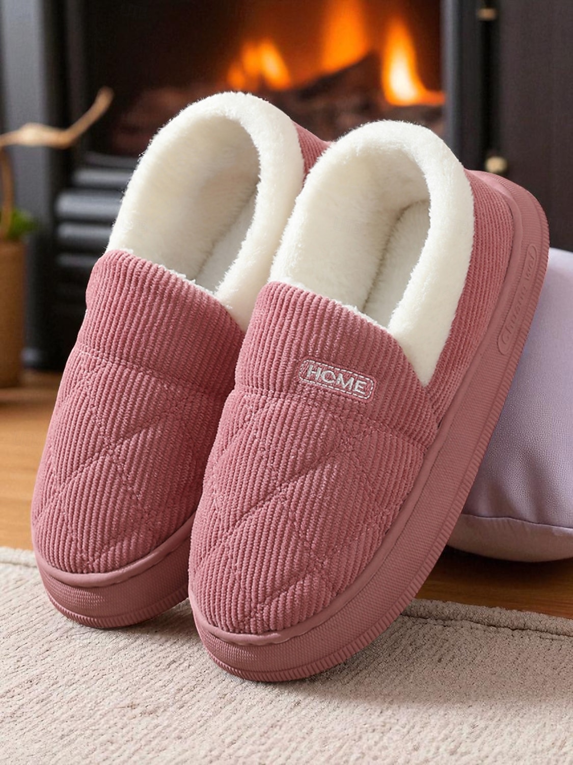 pantofole da interno trapuntate da donna con fodera in pelliccia