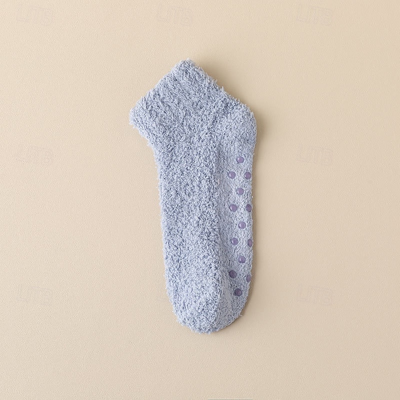 naisten irtoamattomat, näkymättömät sukat, yksivärinen korallifleece paksut talvilattiasukat, lämpimät kotisukat silikonipohjaisilla liukuestepohjilla 2026 - $7.99 –P13