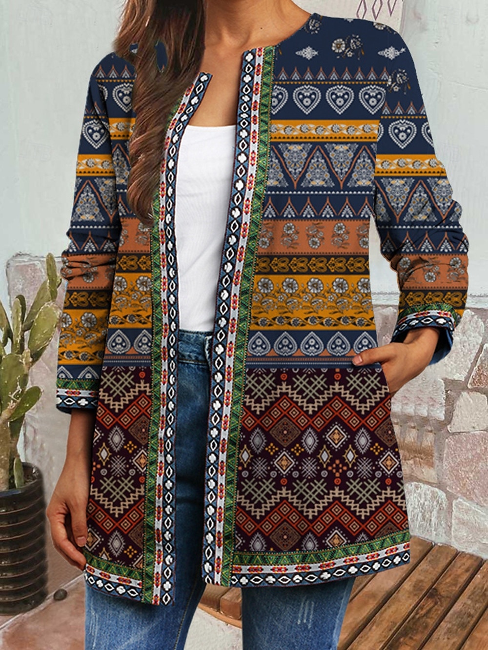 Dame Uformell jakke Vindtett Hold Varm Lomme Fargeblokk Åpen Forside Med lommer Årgang Moderne Fritid Blomstret Avslappet Daglig Fritid / hverdag Kort Crewneck Normal Langermet Yttertøy Lysegrønn 2025 - $31.99 –P4
