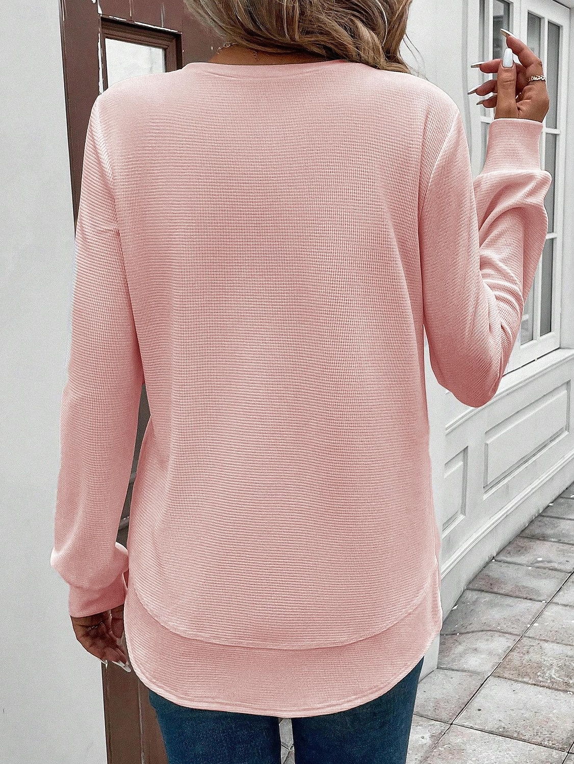Dame Pullover عادي Elegant Fritid Langermet Crew-hals Vanlige topper Ferie Svart Hvit Rosa Mørk Rosa Lilla Vår Høst Vinter 2026 - $25.99 –P3
