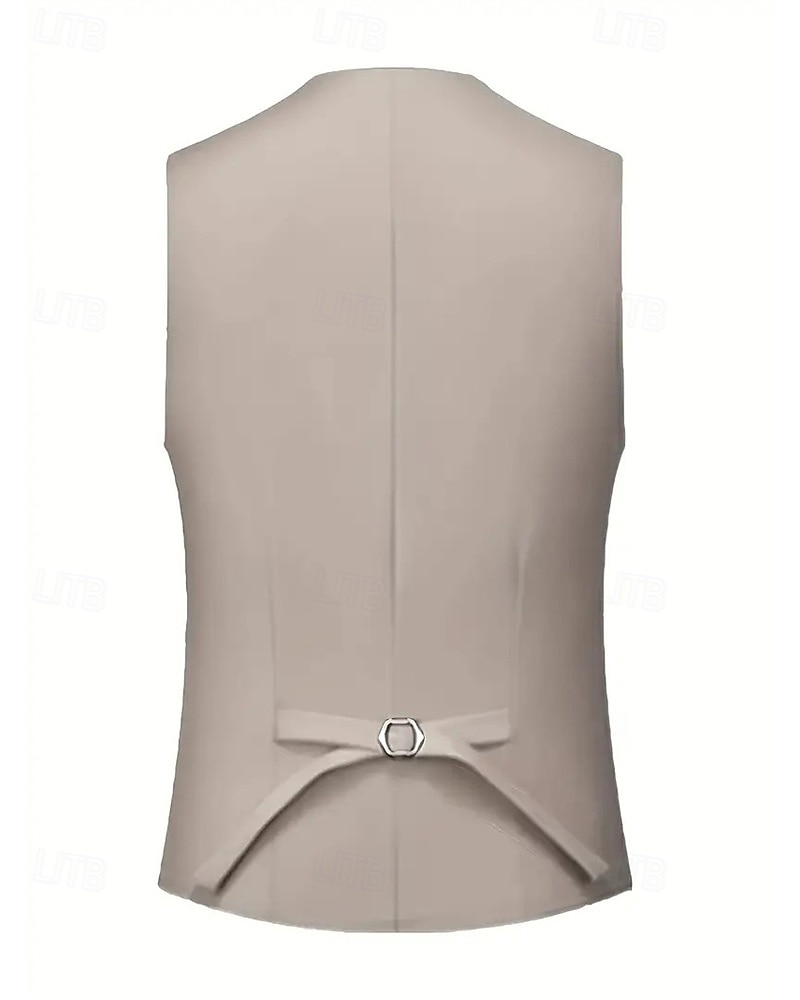 Herren Set Anzüge Anzugweste Geschäft Cocktailparty Hochzeitsfeier 3 Stück Mode Lässig Frühling Herbst Polyester Farbblock Tasche Knöpfe Bequem Einreihig Blazer Schwarz Weiß Burgunderrot Königliches 2025 - $79.99 –P5