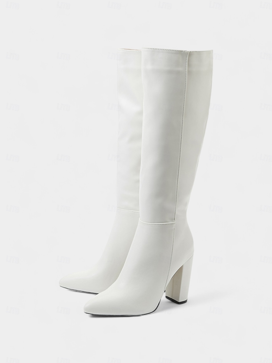 Grüne kniehohe Kunstlederstiefel für Damen – Stiefel mit spitzer Zehenpartie und Blockabsatz für Streetstyle im Herbst und Winter, tägliche Ausflüge und Urlaubsmode 2025 - $64.99 –P6