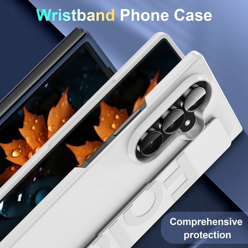 Phone Case For Samsung Galaxy Z Fold 7 Z Fold 6 Z Fold 5 Z Fold 4 Back Cover with Wrist Strap Shockproof Retro Silicone 2025 - $13.99 –P4
