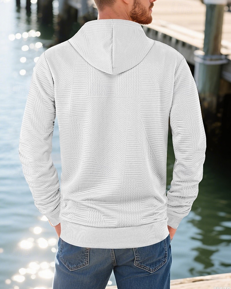 Homens Moletom Moletom com capuz Preto Branco Amarelo Azul Marinha Café Com Capuz Tecido Jacquard Com Cordão Bolsos Estriado Desportos e Ar livre Diário Feriado Poliéster Roupa de rua Básico Casual de 2025 por $23.99 –P17