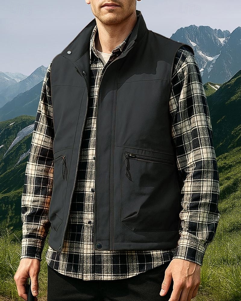 Herren Anglerweste Cargo-Weste Ärmellos Weste Außen Wasserdicht Winddicht Multi-Funktion Winter Reißverschluss Polyester Schwarz Armeegrün Orange Jagd Angeln Klettern 2025 - $48.99 –P6