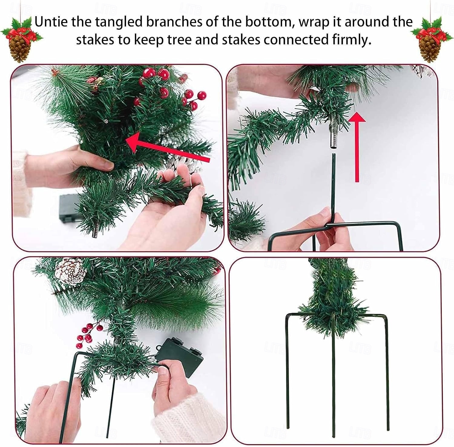 urne de remplissage pour sapin de Noël artificiel pré-éclairé, 8 modes &Piquets d'arbre de Noël alimentés par batterie et minuterie adaptés aux allées, patios, jardins, fêtes d'anniversaire, de 2025 ? $35.99 –P13