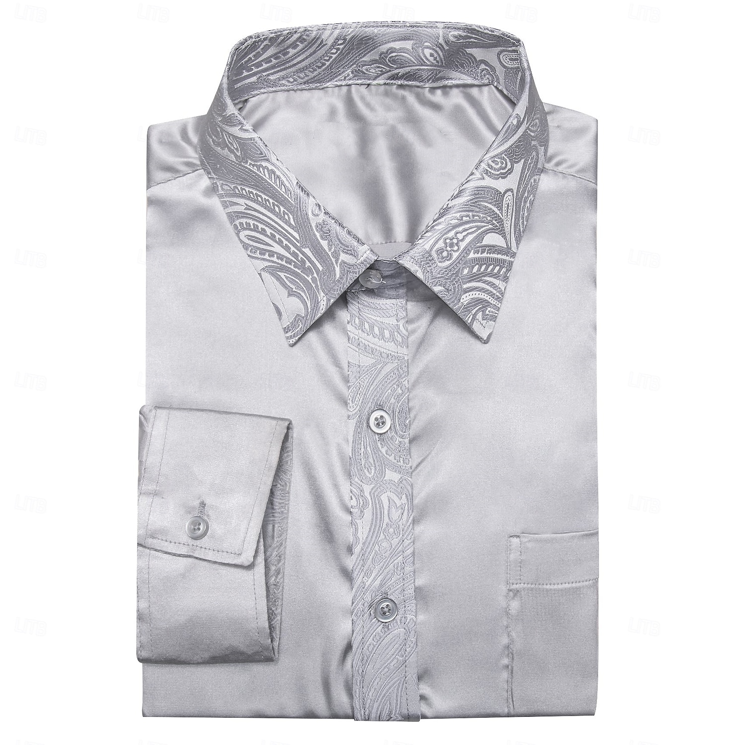 Per uomo Camicia Come la seta Camicia in raso Camicia casual Camicia con Bottoni Camicia da Ballo Semplice Matrimonio Affari Argento Manica Lunga Bavero Primavera & Autunno Tutte le stagioni del 2025 a $23.99 –P3