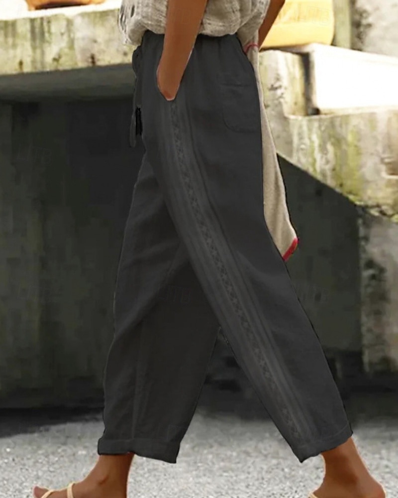 Per donna Pantaloni in cotone e lino Pantaloni Eleganti Streetwear Casual Lunghezza intera Naturale Semplice Tasca Design con Coulisse Elastica Confortevole Streetwear Ferie Abbigliamento quotidiano del 2025 a $32.99 –P5