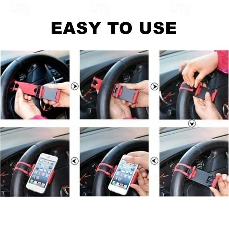 Support de téléphone portable pour volant de voiture, support de tableau de bord portable, support créatif pour la navigation, support mains libres sécurisé pour téléphone, support universel pour smartphone de véhicule, accessoire de 2025 ? $6.99 –P4
