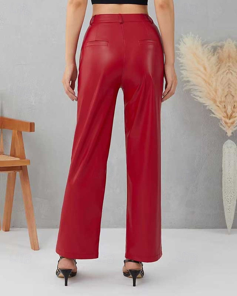 Per donna Gamba larga Pantaloni Eleganti Streetwear Casual Lunghezza intera Naturale Semplice Tasca Elastico in vita Confortevole Ferie Abbigliamento quotidiano Weekend Nero Rosso Autunno Vestibilit del 2026 a $32.99 –P5