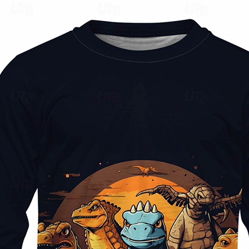 Pojkar 3D Tecknat Dinosaurie T-shirt Långärmad Vår Höst Mode Grundläggande Barn 4-12 år Rund hals Utomhus Ledigt Dagligen Normal 2025 - $13.99 –P10