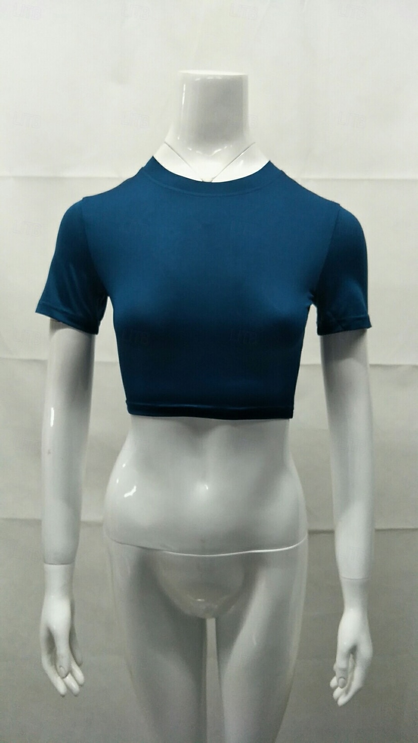 Damen Wickel-Crop-Top Einfach Stilvoll Kurzarm Rundhalsausschnitt Normale Oberteile Blau Schwarz Weiß Wein Braun Sommer 2026 - $17.49 –P1