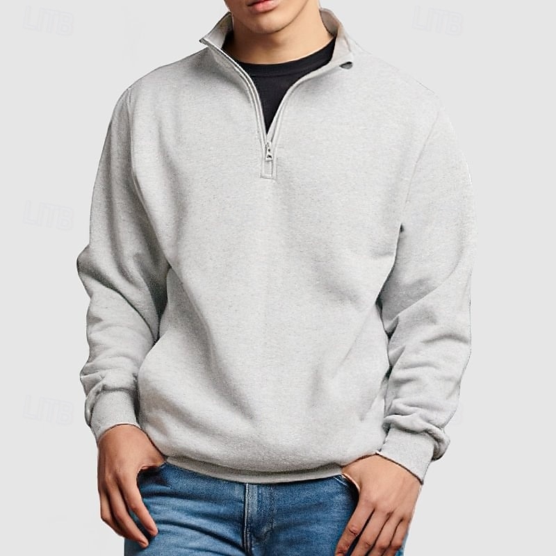 Per uomo Maglione Felpa con cappuccio in pile Felpa con zip corta Felpa con cappuccio foderata in pile Nero Bianco Rosa Blu marino Blu Colletto Mao Semplice Sport & Outdoor Casuale Quotidiano del 2025 a $27.99 –P8
