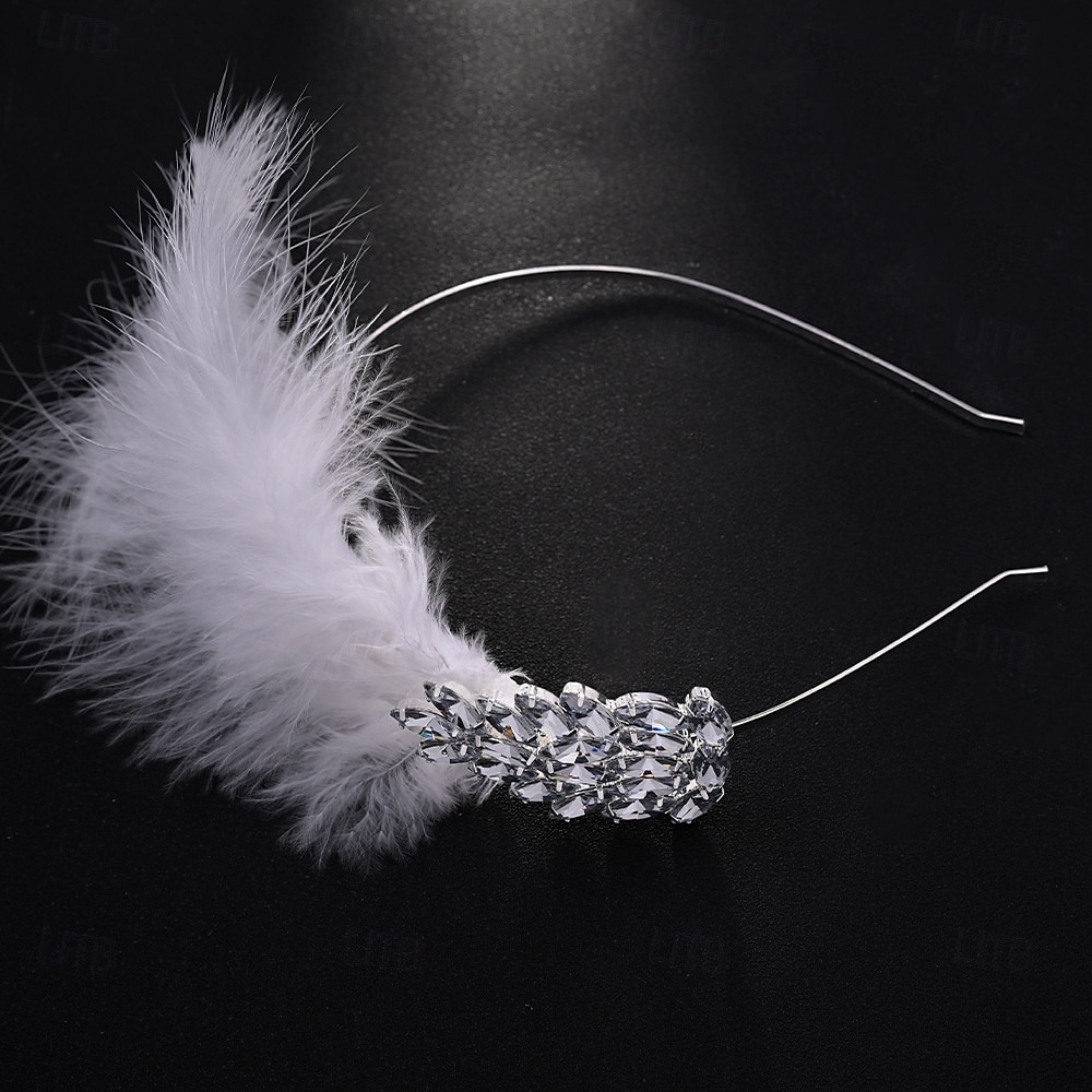 Barrette à cheveux en plumes blanches pour femme - Coiffe vintage ornée de cristaux pour dames, élégant fascinateur de style Gatsby pour tenues de fête, de cocktail et de soirée de 2026 ? $11.99 –P2