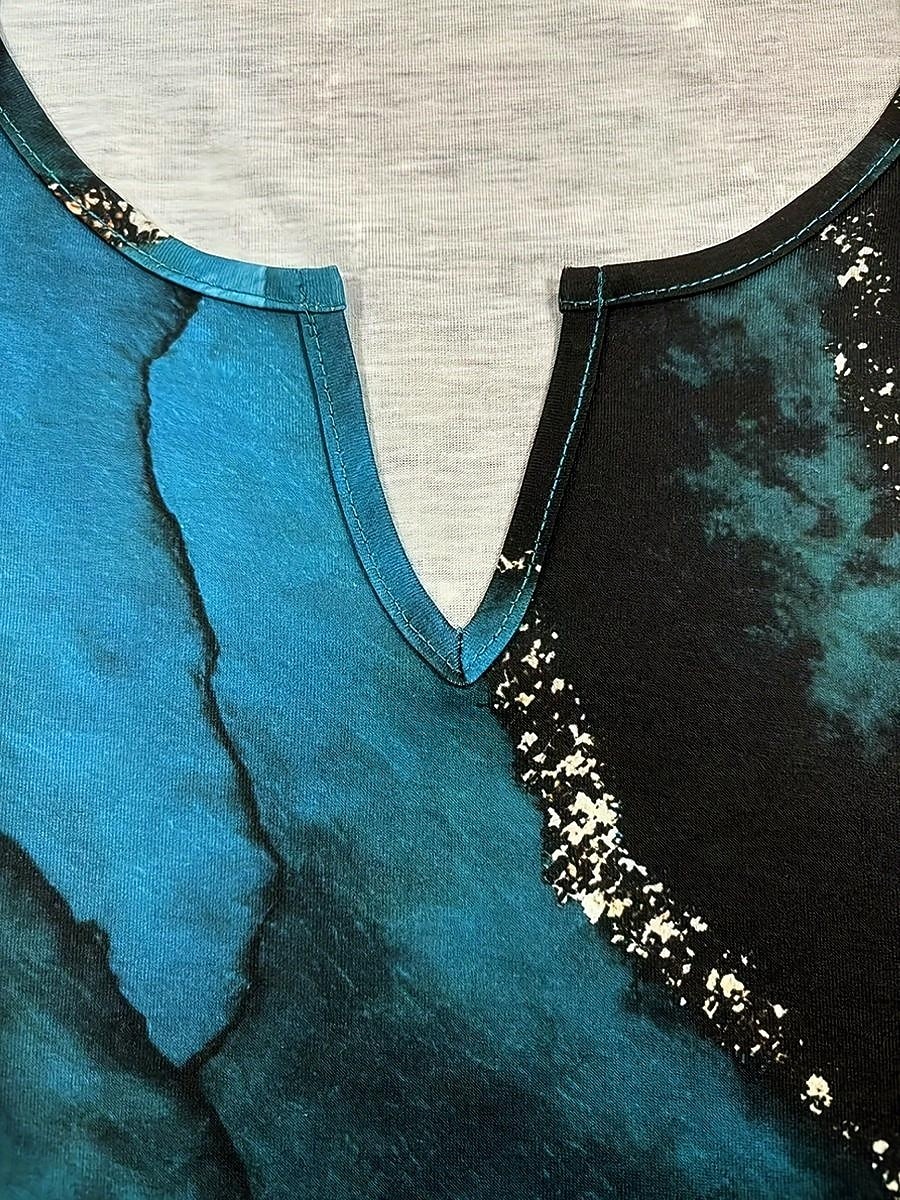 Per donna Maglietta Stampato Grafico Astratto Marmo Vintage Elegante Classico Manica Lunga Scollo a V Collo a V Top Regolari Quotidiano Weekend Blu Primavera Autunno Inverno del 2026 a $24.99 –P4