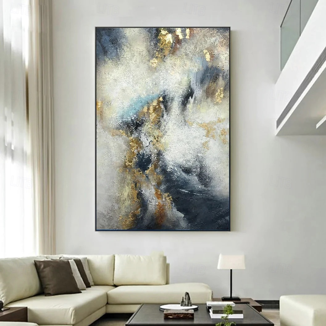 Peinture à l'huile sur toile décorative en feuille d'or, tableau abstrait moderne, tableau mural pour salon, affiches et impressions de 2025 ? $38.99 –P1