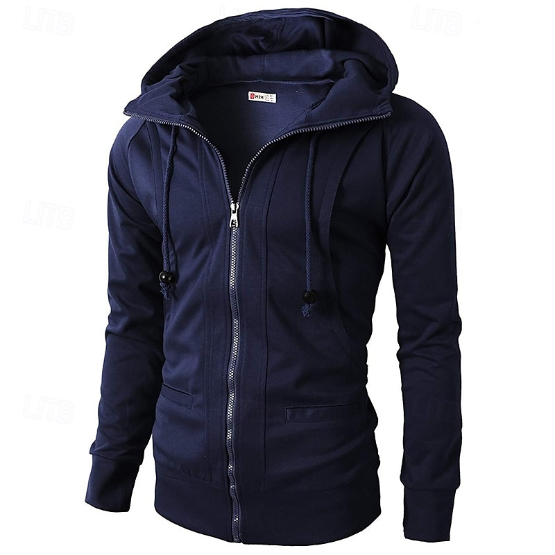 Hombre Sudadera Sudadera con capucha y cremallera completa Sudadera con capucha de lana Rojo tinto Negro Verde Ejército Azul Marino Caqui Con Capucha Plano Retazos Deporte Casual Diario Ropa de calle 2025 - $23.99 –P2