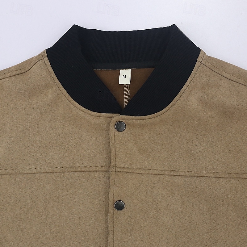 Per uomo Giubbotto bomber Giacca Casual Giacca in camoscio Vacanza Quotidiano Caldo Tasca Autunno Inverno Semplice Moda Classico Collo alla coreana Regolare Nero Rosso Blu marino Marrone Verde Giacca del 2025 a $36.99 –P4