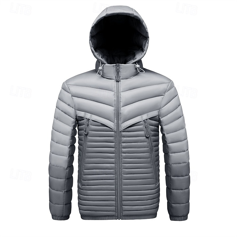 Per uomo Cappotto Invernale Giacca imbottita Giacca Imbottita Tasca Poliestere Vacanza Abbigliamento quotidiano Data Regolare Moda Casual Confortevole Calore Termico Inverno Blocco di colori Grigio del 2025 a $54.99 –P15